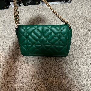 Green Quilted Chain Shoulder Bag